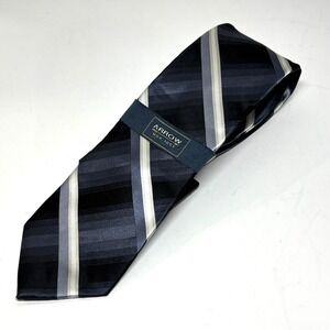 New Arrow Necktie Mens OS Black Grey Silk Diagonal Striped Formal Accessory